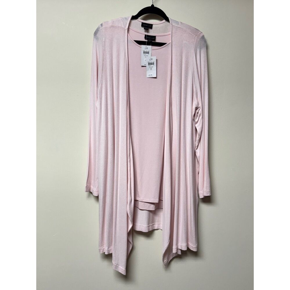 NWT - J. JILL WEAREVER COLLECTION 2-Piece Pale Pink Shell/Cardigan Set, Sz LP/L